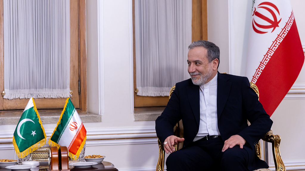  Iranian Foreign Minister Seyed Abbas Araghchi is seen during a meeting with Pakistani Interior Minister Mohsin Naqvi (not in view) in Tehran, Iran, June 7, 2026. /VCG