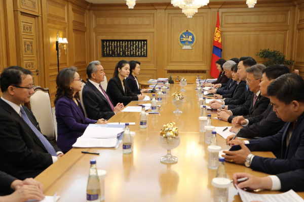Chinese Foreign Minister Wang Yi, also a member of the Political Bureau of the CPC Central Committee, meets with Mongolian Prime Minister Nyam-Osor Uchral in Ulaanbaatar, Mongolia, June 15, 2026. /Chinese Foreign Ministry
