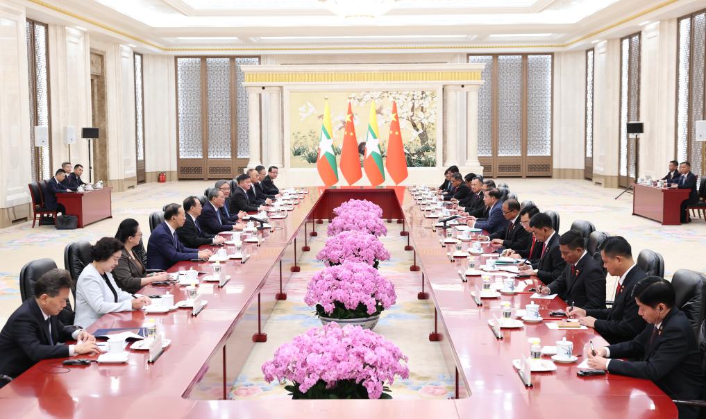 Chinese Premier Li Qiang meets with President of Myanmar Min Aung Hlaing at the Great Hall of the People in Beijing, China, June 16, 2026. /Xinhua
