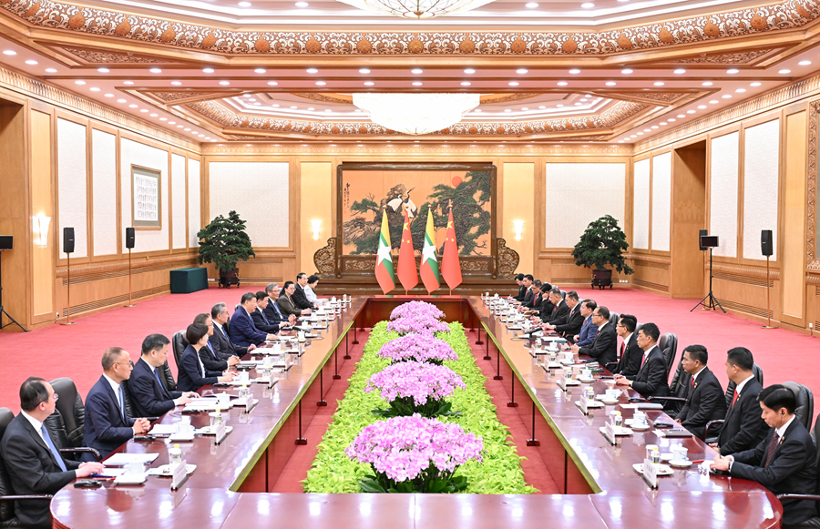 Chinese President Xi Jinping holds talks with President of Myanmar Min Aung Hlaing in Beijing, China, June 16, 2026. /Xinhua