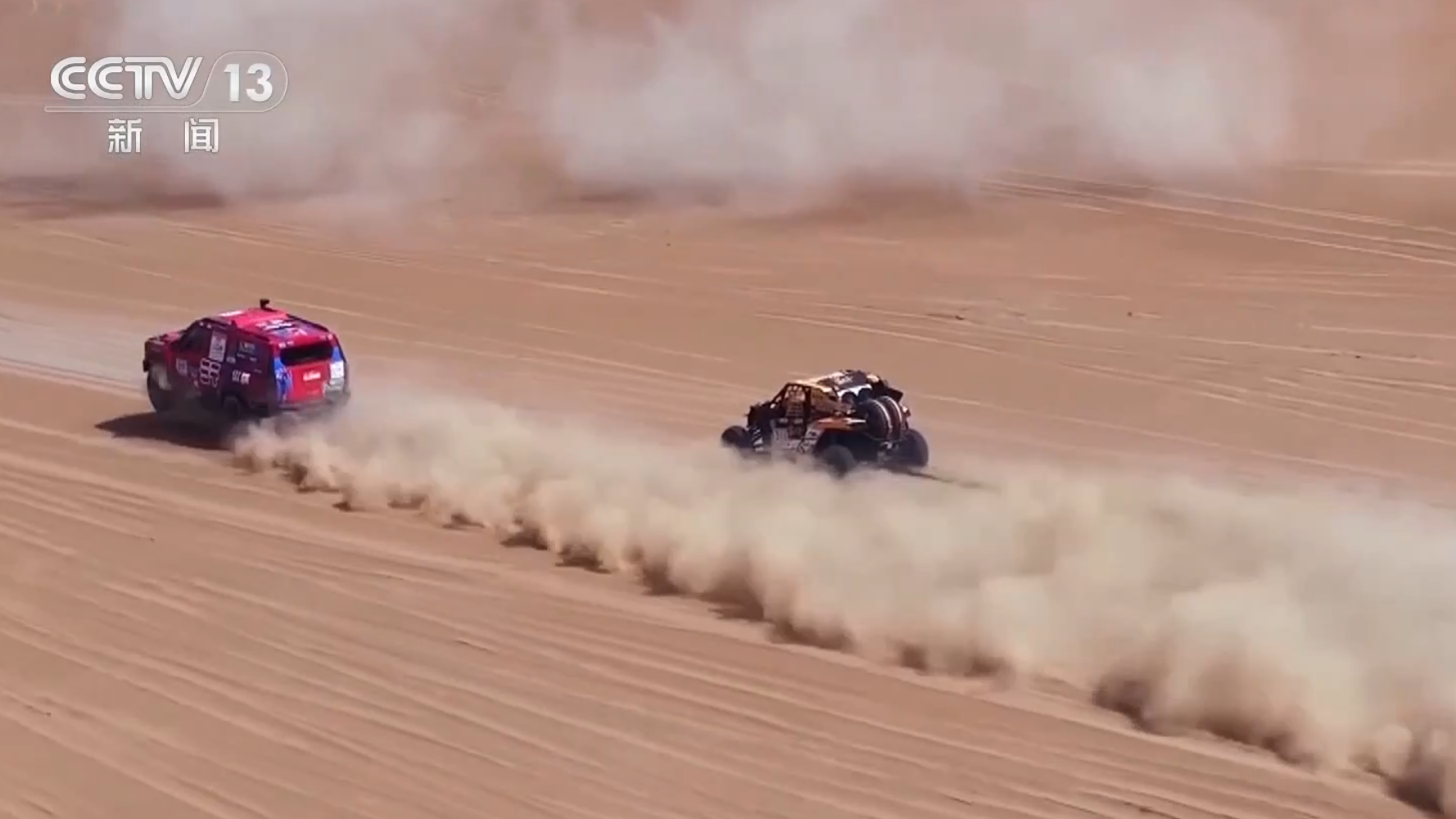 File photo of 103-RON racing gasoline was officially supplied the 2026 Taklimakan Rally. /CMG