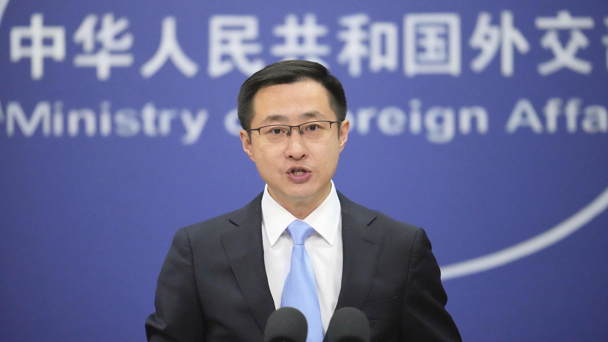 File photo of Chinese Foreign Ministry spokesman Lin Jian holding a press conference in Beijing, China, June 15, 2026. /VCG