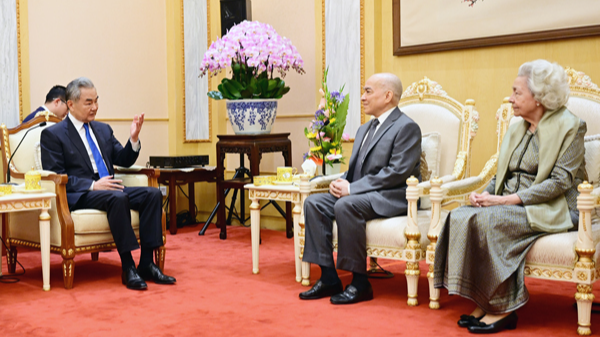 Chinese Foreign Minister Wang Yi meets with Cambodian King Norodom Sihamoni and Queen Mother Norodom Monineath Sihanouk in Beijing, capital of China, June 17, 2026. /Chinese Foreign Ministry