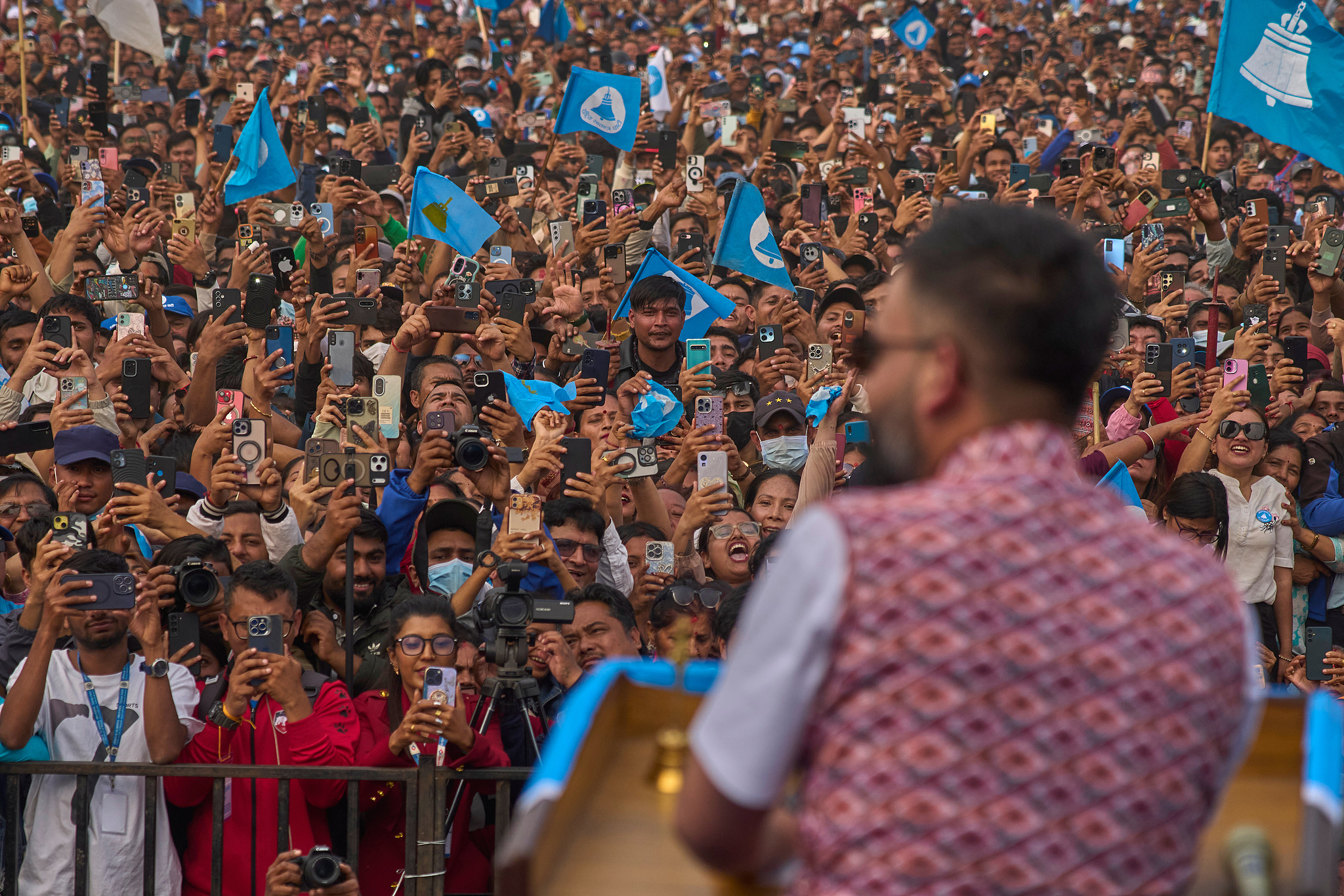 Balendra Shah addresses his supporters during an election campaign rally in Chitwan, Nepal, Feb. 27, 2026. Niranjan Shrestha/AP Photo (Via VCG)