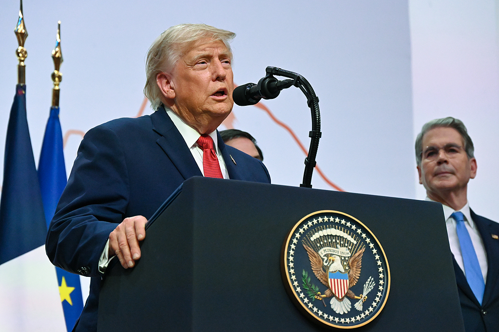 US President Donald Trump holds a press conference at the G7 summit in France, June 17, 2026. /VCG