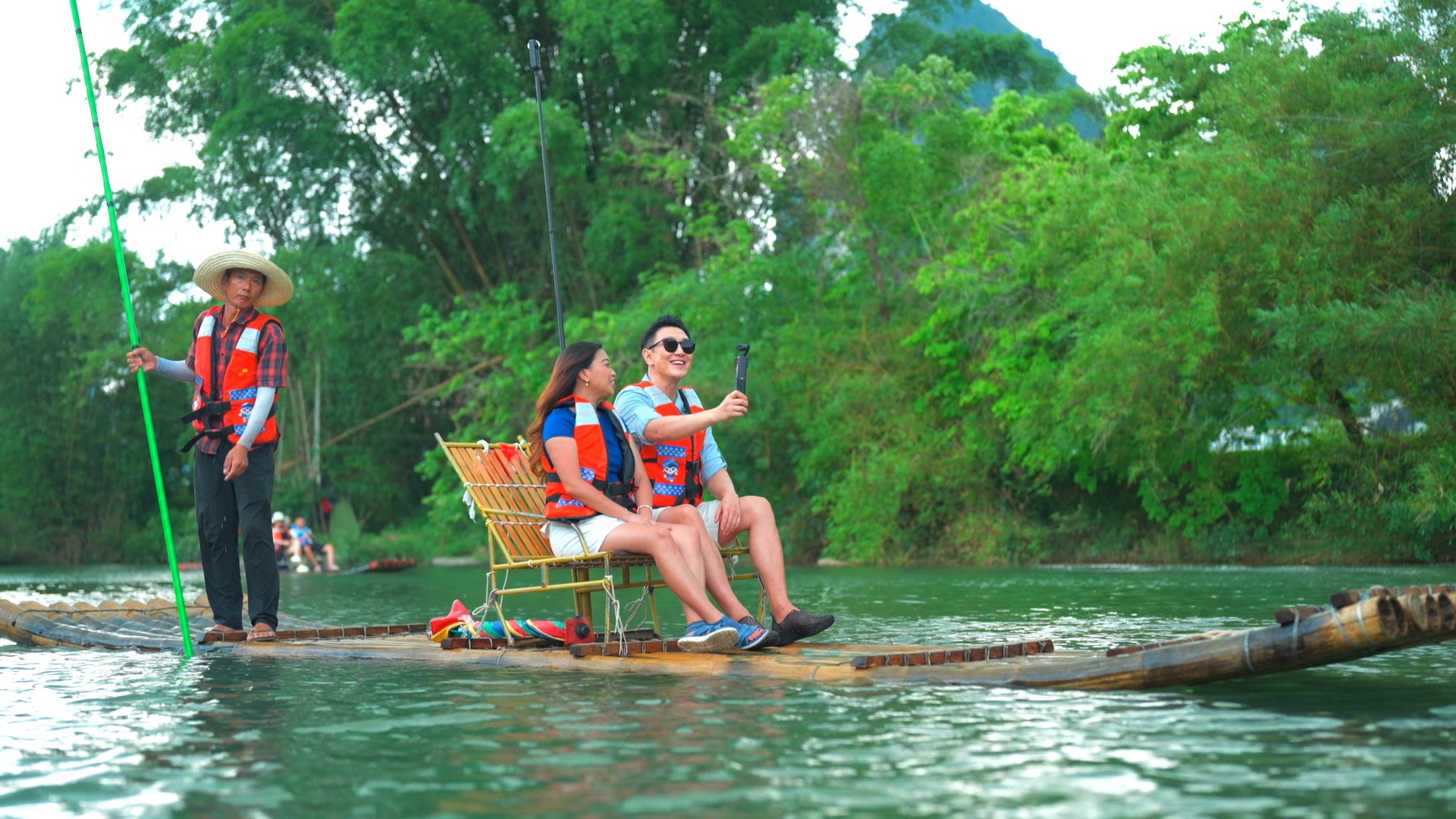 Bamboo rafting on Yulong River in Guangxi