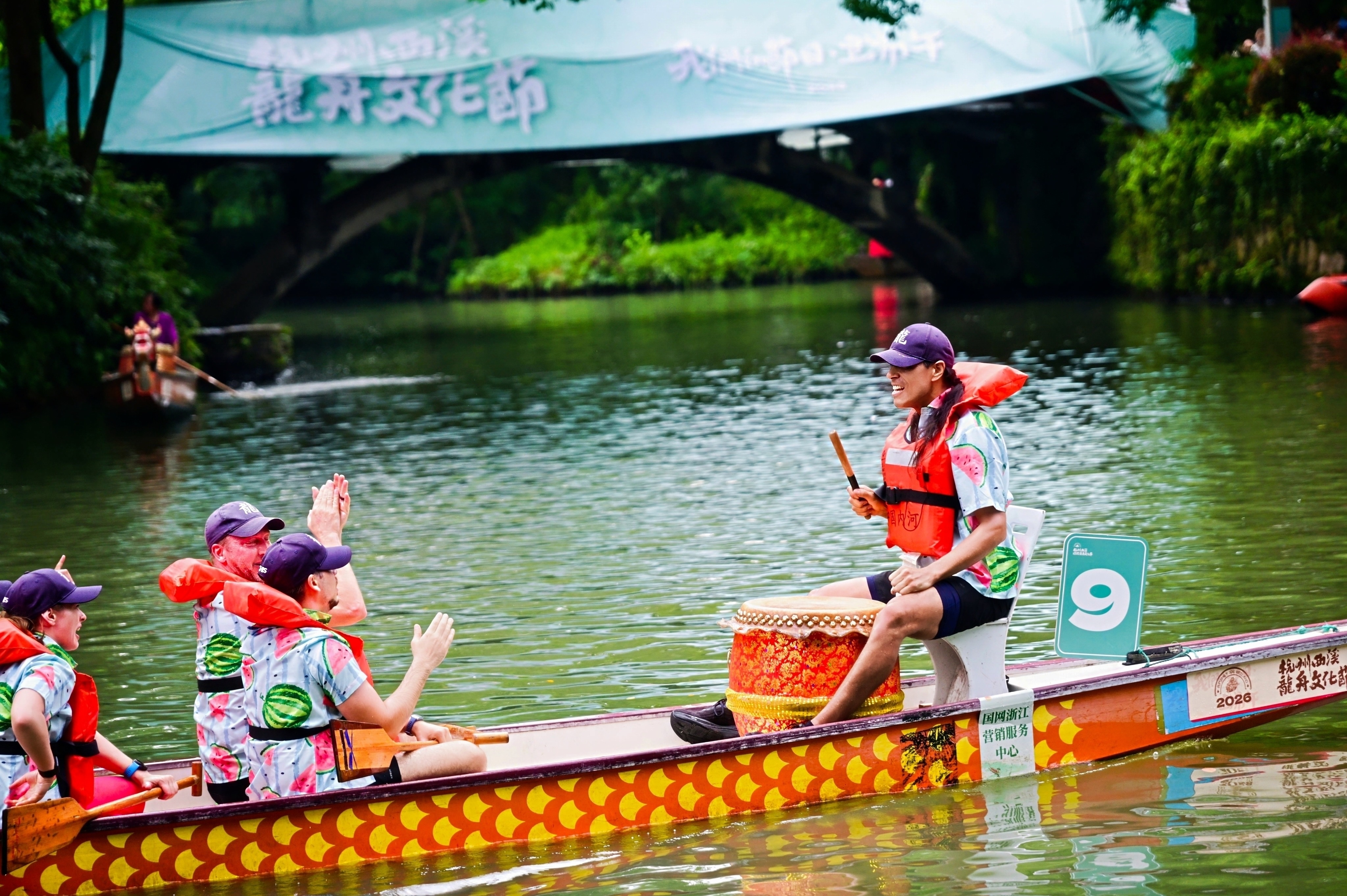 Enthusiasts from more than 20 nations converge on Xixi, sailing and splashing through the scenic wetland waters in Hangzhou, east China's Zhejiang Province, June 19, 2026. /Courtesy of CICAF