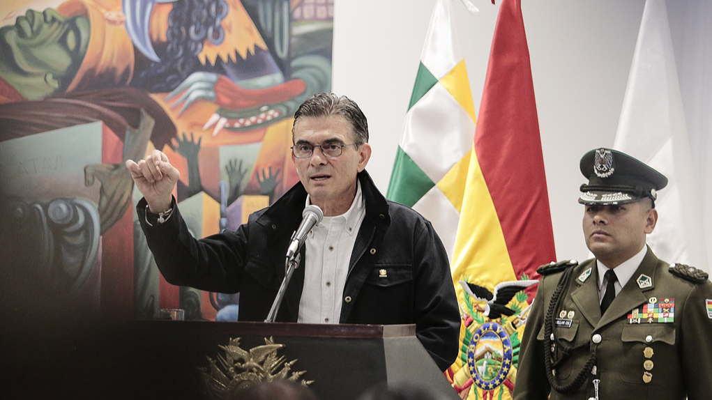 Bolivian President Rodrigo Paz holds a press conference after signing the promulgation of the law that regulates states of emergency in La Paz, Bolivia, June 8, 2026. /VCG