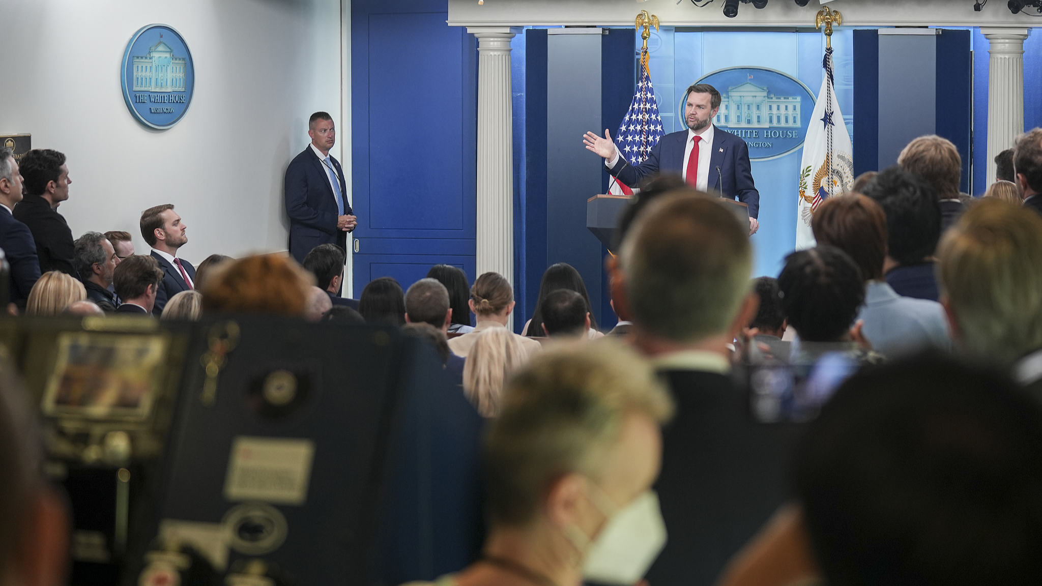 US Vice President JD Vance takes questions during a press briefing at the White House in Washington, DC, United States, June 18, 2026. /VCG