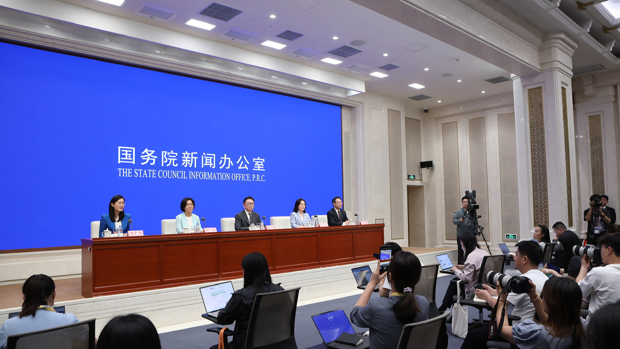 A press conference is held by the State Council Information Office (SCIO) on policy measures aimed at stabilizing and optimizing foreign investment utilization in Beijing, China, June 22, 2026. /VCG