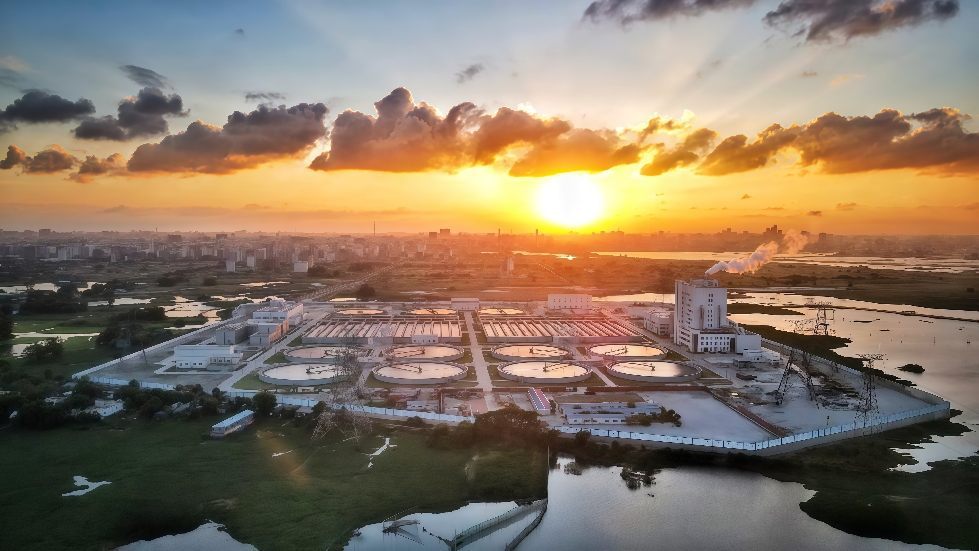 Aerial photo shows the China-funded Dasherkandi Sewage Treatment Plant in Dhaka, Bangladesh, August 24, 2022. /Xinhua