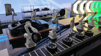 A scale model demonstrating a smart automotive manufacturing line, Guangzhou, south China's Guangdong province, June 22, 2026. /CGTN