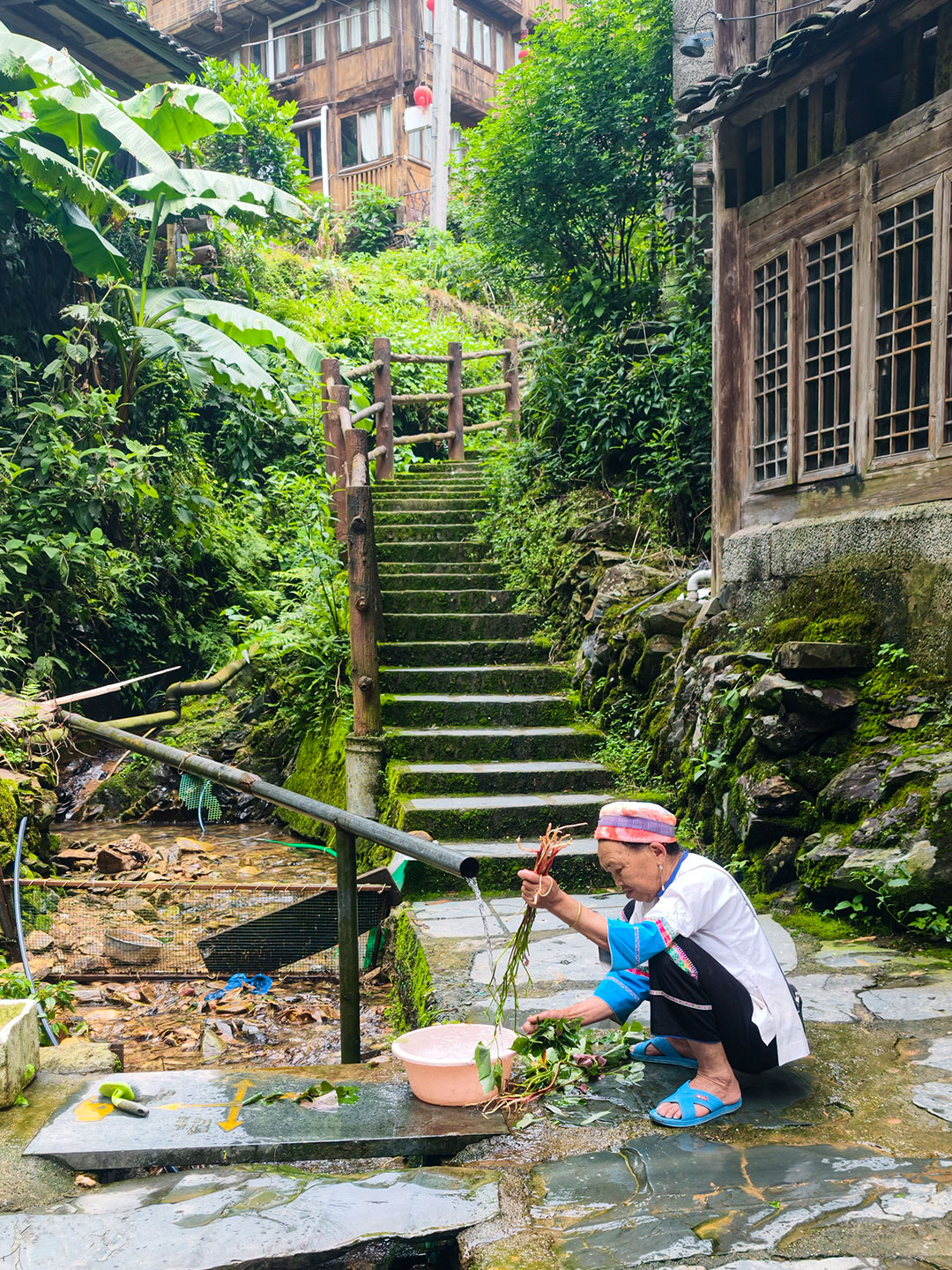Mountain springs remain an important part of daily life in Longji Village, Guangxi. /CGTN
