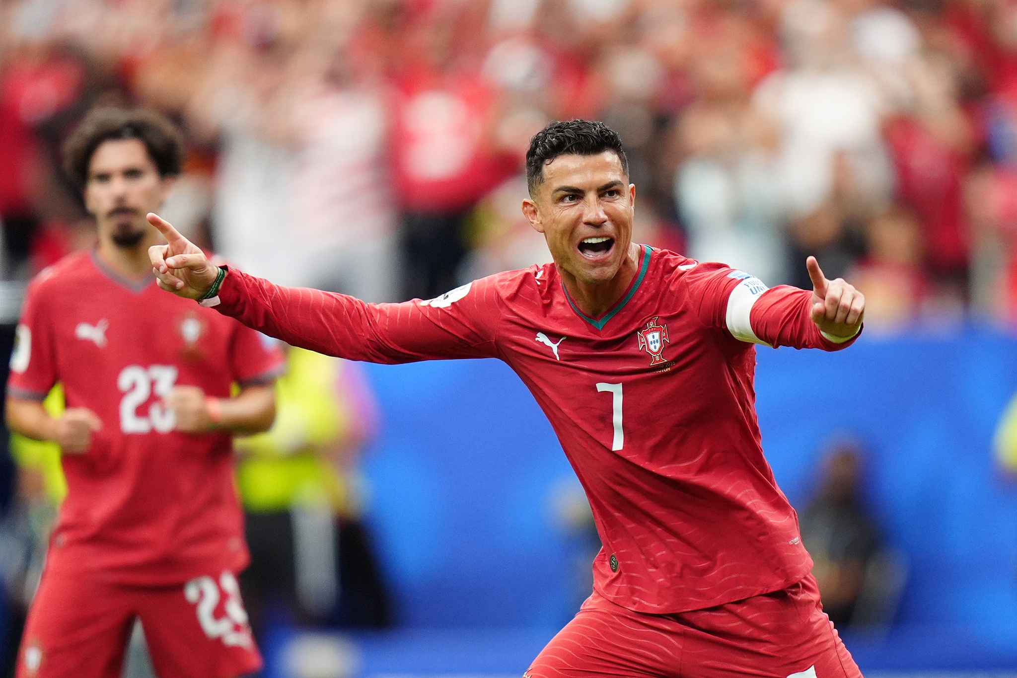 Cristiano Ronaldo of Portugal celebrates during the World Cup Group K match between Portugal and Uzbekistan at NRG Stadium in Houston, Texas, United States, June 23, 2026. /VCG