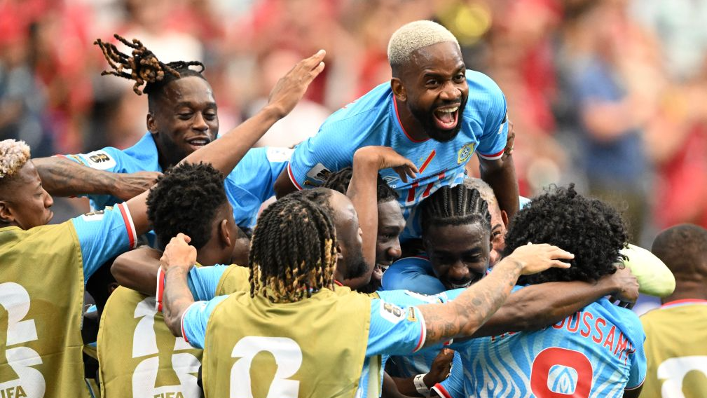 Players of the Democratic Republic of the Congo (DRC) celebrate a goal during the group K match between Portugal and the Democratic Republic of the Congo (DRC) at the 2026 FIFA World Cup at Houston Stadium in Houston, the United States, June 17, 2026. /Xinhua