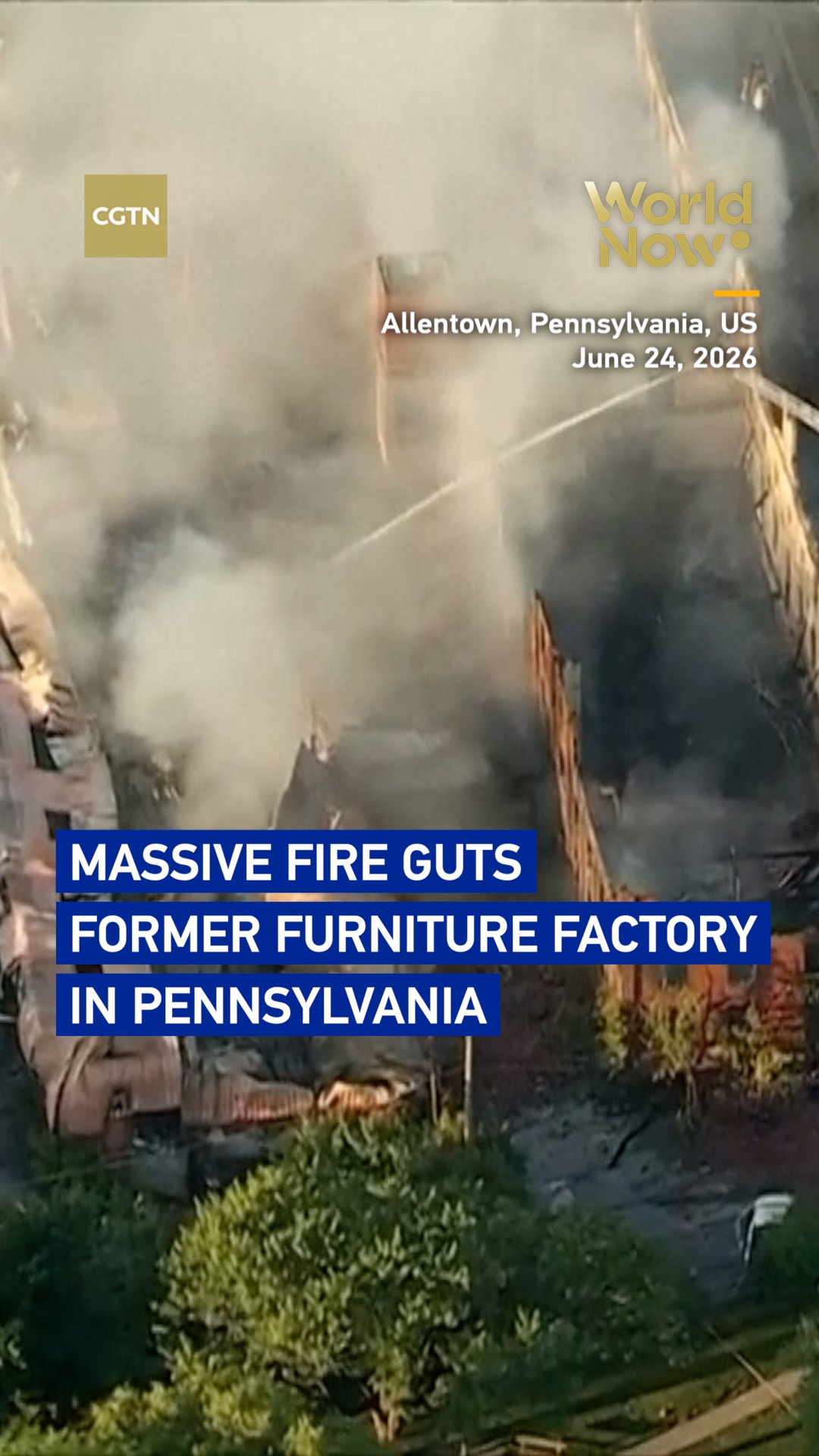 Massive fire guts former furniture factory in Pennsylvania