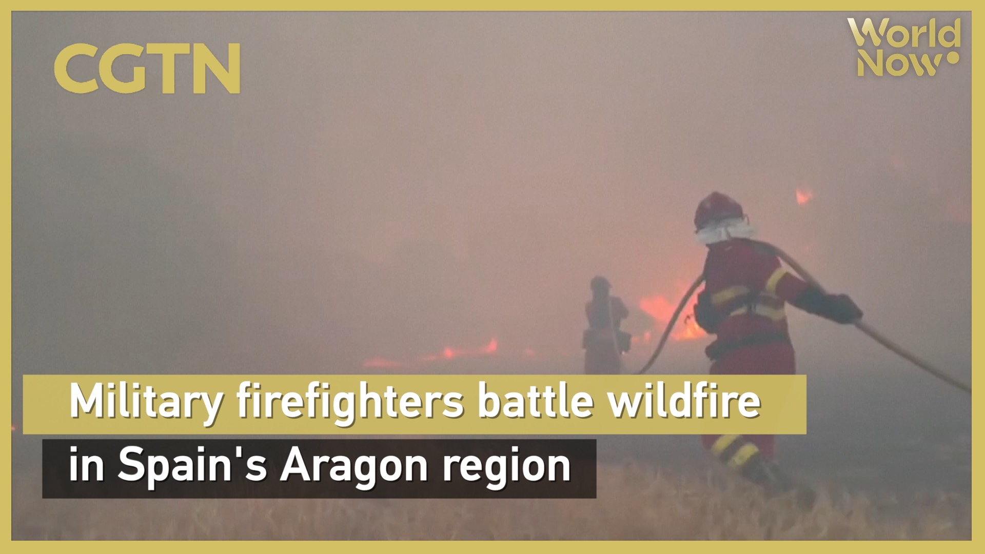 Military firefighters battle wildfire in Spain's Aragon region