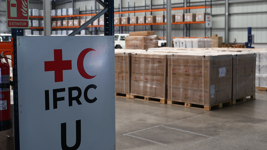 Humanitarian aid is prepared at the International Federation of Red Cross and Red Crescent Societies' Regional Humanitarian Assistance Logistics Center in Panama City, Panama, June 25, 2026. /VCG