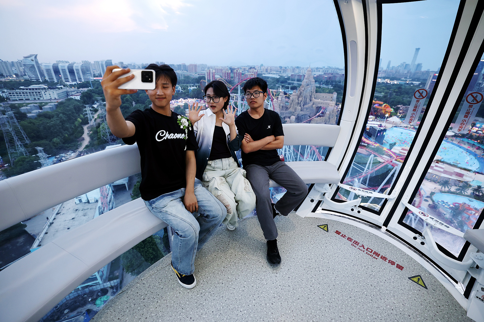 Visitors take selfies aboard 