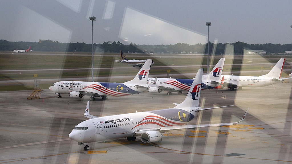 Malaysia Airlines planes are parking at the Kuala Lumpur International Airport, on the 11th anniversary of missing Malaysia Airlines Flight MH370, Malaysia, March 8, 2025. /VCG