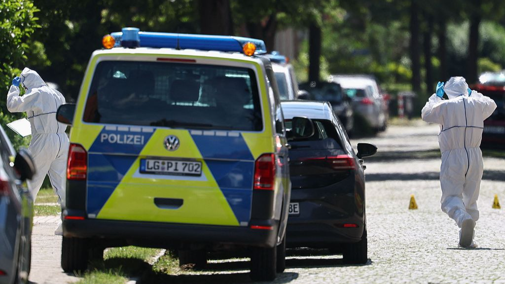 Police work at the scene where five people were killed in a shooting in Stade, northern Germany, June 29, 2026. /VCG