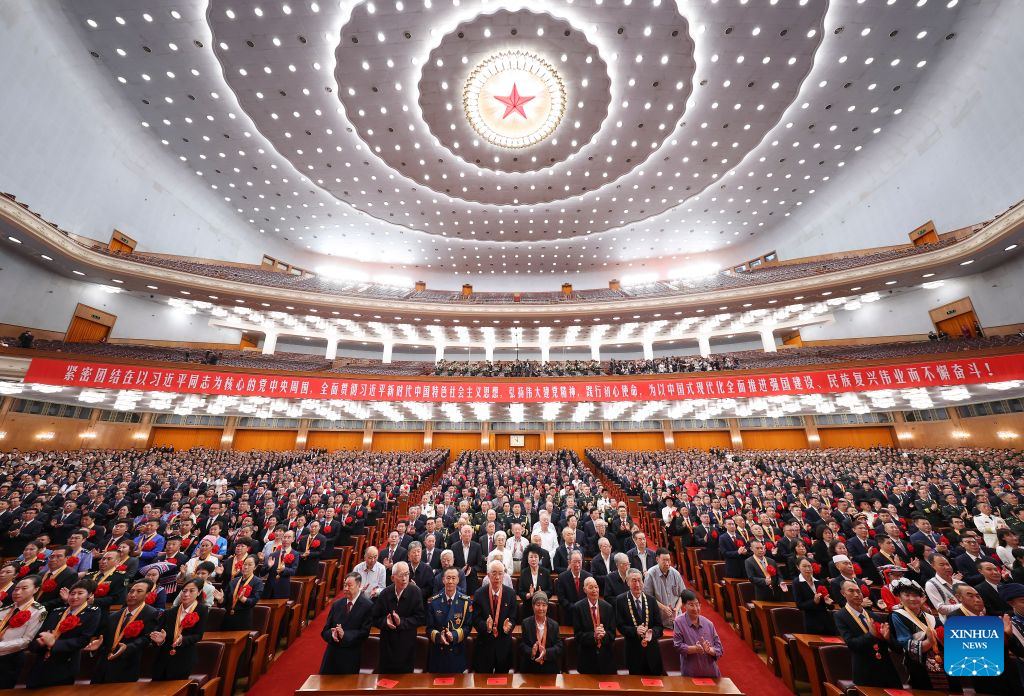 A gathering in celebration of the 105th founding anniversary of the Communist Party of China is held at the Great Hall of the People in Beijing, China, July 1, 2026. /Xinhua