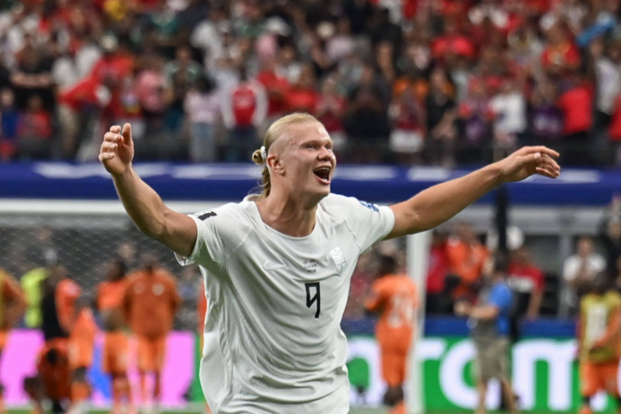 Norway striker Erling Haaland celebrates after scoring a goal in the round-of-32 match against Cote d'Ivoire at the 2026 FIFA World Cup in Arlington, Texas, June 30, 2026. /VCG
