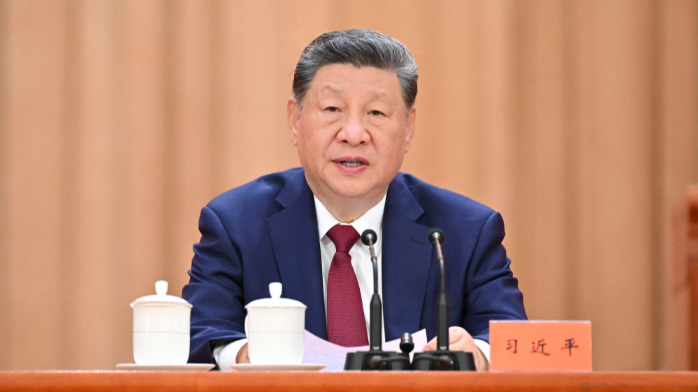 Xi Jinping, general secretary of the CPC Central Committee, addresses a gathering in celebration of the 105th founding anniversary of the CPC in Beijing, China, July 1, 2026. /Xinhua