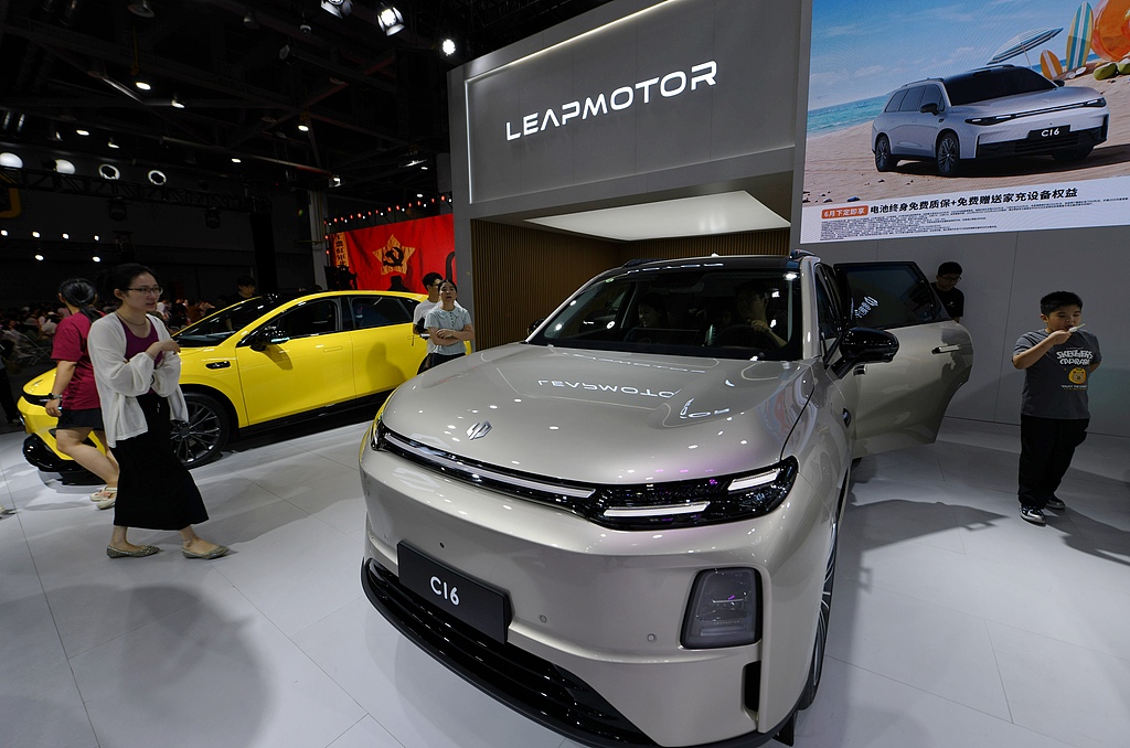 Citizens seen visiting the Leapmotor Auto booth at the CMS Hangzhou Auto Show in Hangzhou, Zhejiang Province, July 1, 2026. /VCG