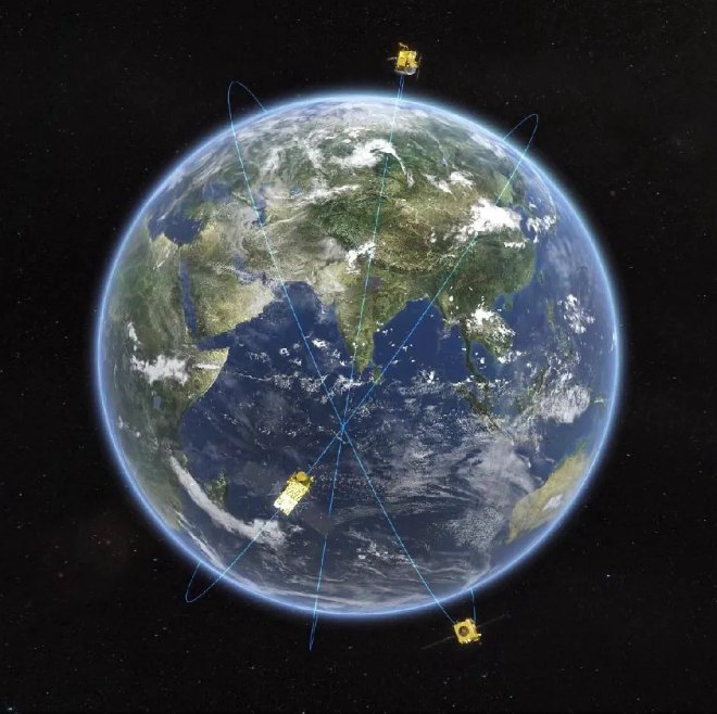 Rendering of the HY-2 satellite constellation. /China Academy of Space Technology