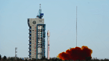 A Long March-4B rocket, carrying the Haiyang-2E satellite, lifts off from the Jiuquan Satellite Launch Center, July 2, 2026. /CMG