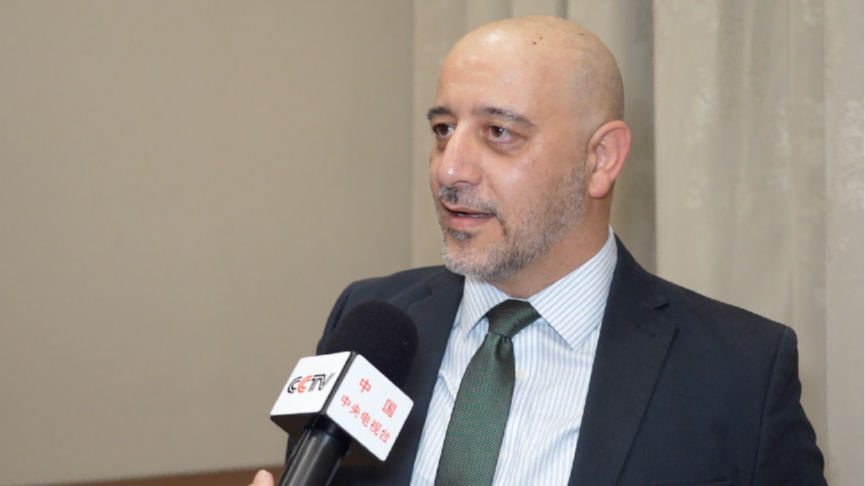 Charbel J Barakat talks to CGTN in Kuwait City, Kuwait, on June 29, 2026. /CGTN