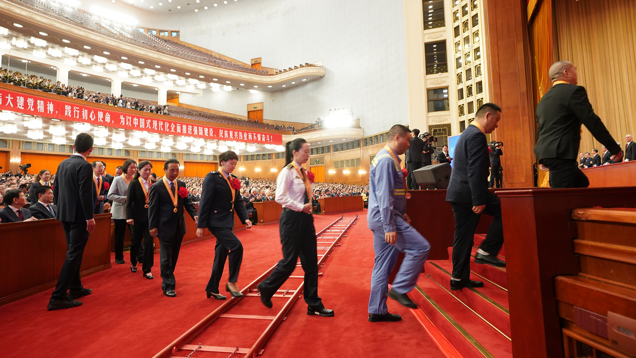 A gathering in celebration of the 105th founding anniversary of the CPC is held at the Great Hall of the People in Beijing, capital of China, July 1, 2026. /VCG