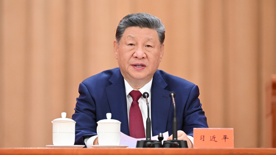 Xi Jinping, general secretary of the CPC Central Committee, addresses a gathering in celebration of the 105th founding anniversary of the CPC in Beijing, China, July 1, 2026. /Xinhua