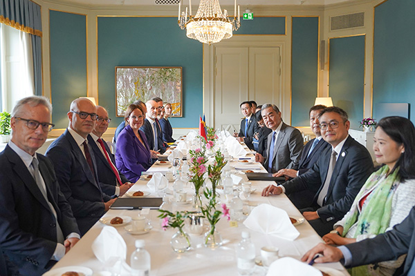 Chinese Foreign Minister Wang Yi, also a member of the Political Bureau of the Communist Party of China Central Committee, holds talks with Swedish Foreign Minister Maria Malmer Stenergard in Stockholm, Sweden, July 4, 2026. /Chinese Foreign Ministry