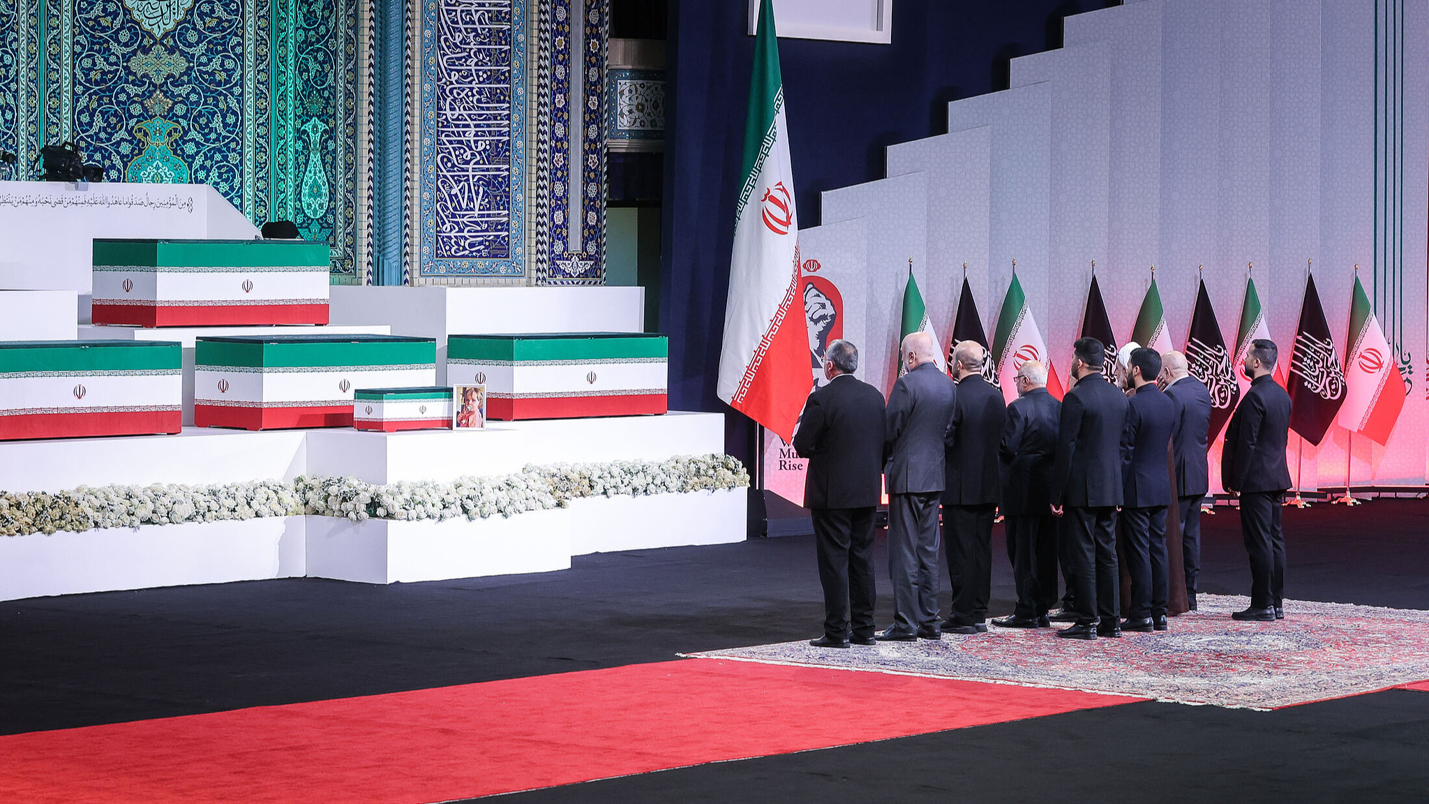 Iranian officials attend a state ceremony for former Iranian leader Ali Khamenei at Imam Khomeini Musalla Mosque in Tehran, Iran, July 3, 2026. /VCG