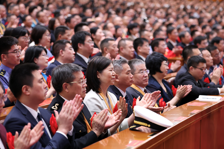 Representatives of outstanding Party members, Party workers and primary-level Party organizations from across the country at a gathering marking the CPC’s 105th founding anniversary at the Great Hall of the People in Beijing, capital of China, July 1, 2026. /Xinhua