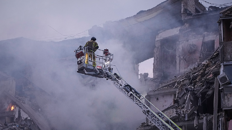 Live: Latest view of missile-hit residential building in Kyiv