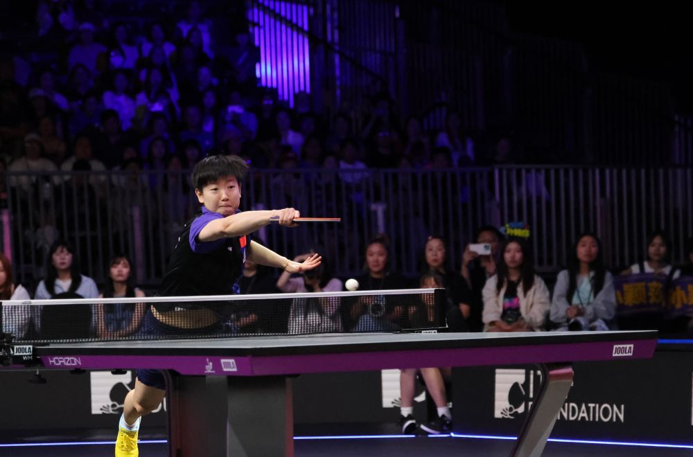 China's Sun Yingsha hits a shot in the women's singles final against her compatriot Kuai Man at the WTT United States Smash in Los Angeles, California, July 5, 2026. /Xinhua