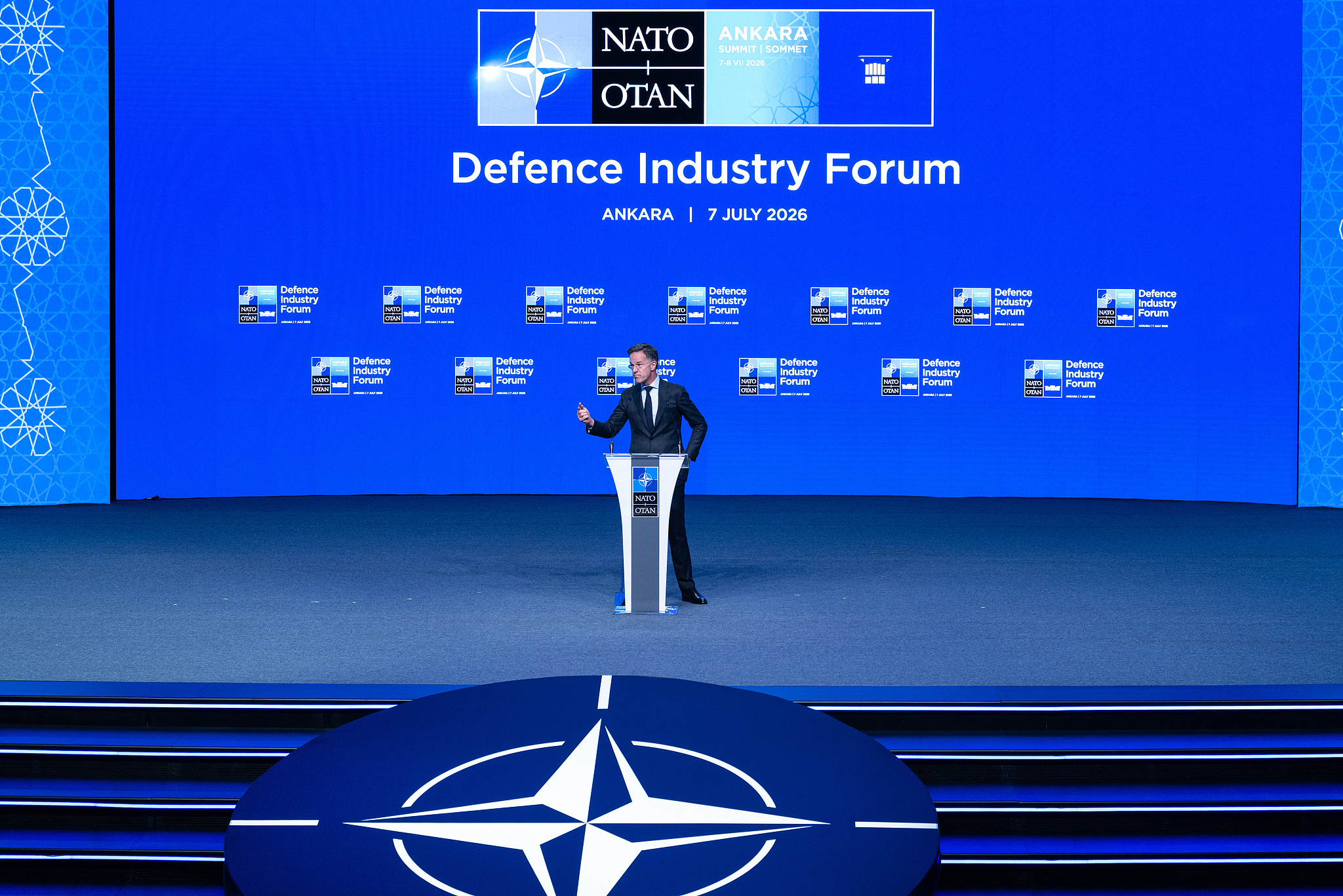 NATO Secretary General Mark Rutte speaks during the NATO Summit Defence Industry Forum in Ankara, Türkiye, July 7, 2026. /VCG
