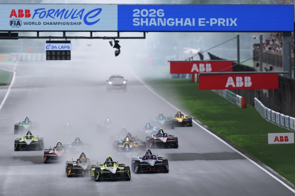 Rain was a constant during the 2026 Shanghai E-Prix double header. /FIA Formula E