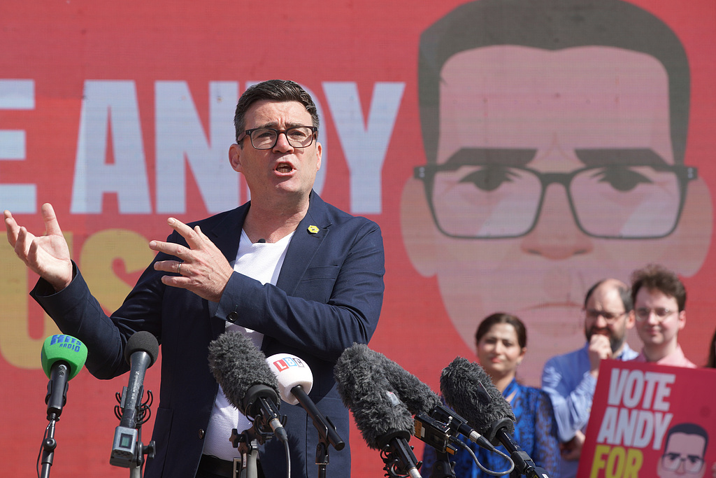Andy Burnham speaks during the launch of his campaign as Labour's candidate for the Makerfield by-election in Makerfield, England, Friday, May 22, 2026. /VCG