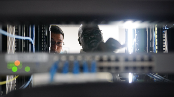 Chinese and South Sudanese technicians conduct a test in the equipment room of the air traffic control center for the South Sudan air traffic management system project in Juba, South Sudan, April 9, 2024. /Chinese Ministry of Foreign Affairs