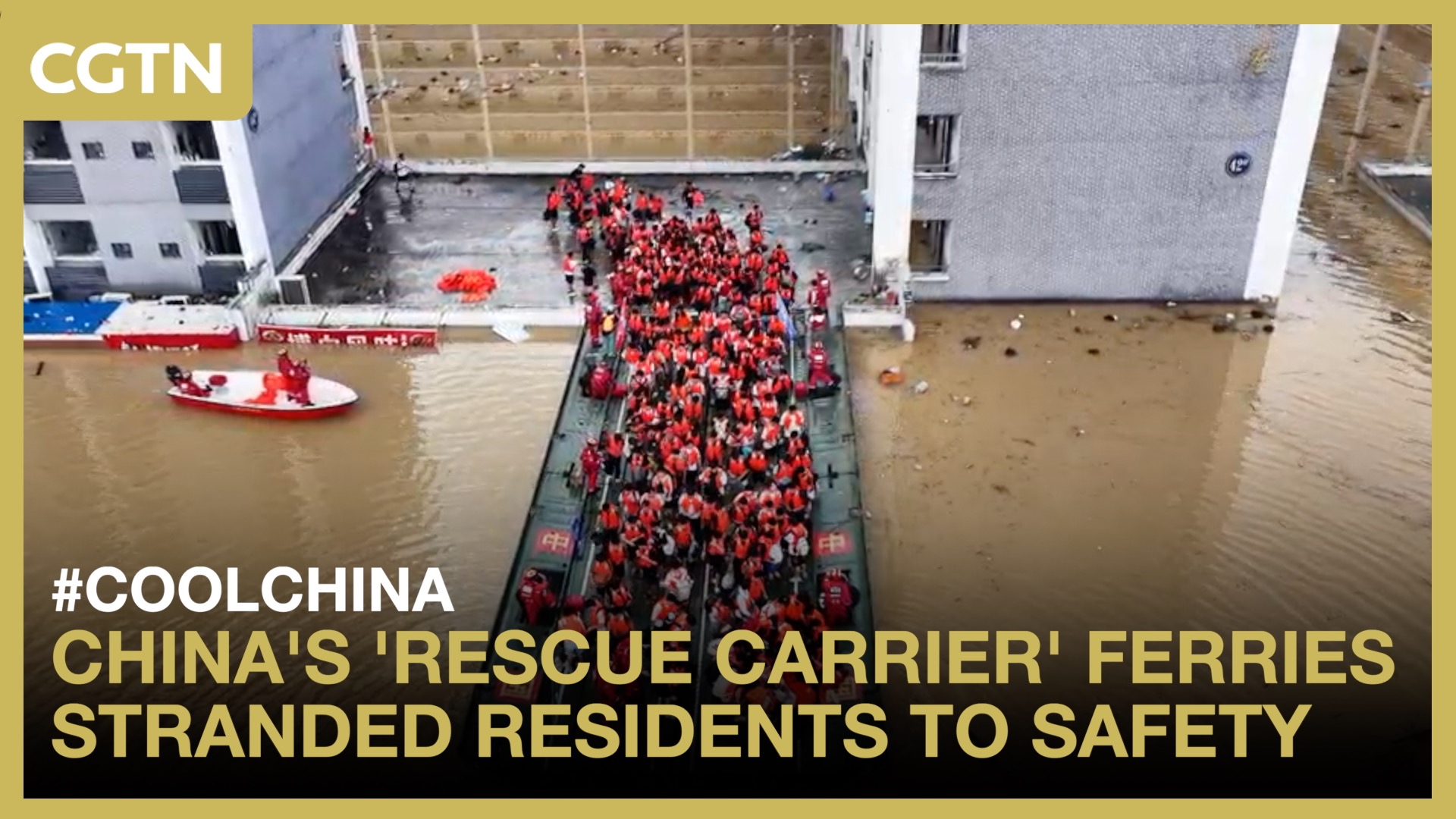 China's 'rescue carrier' ferries stranded residents to safety
