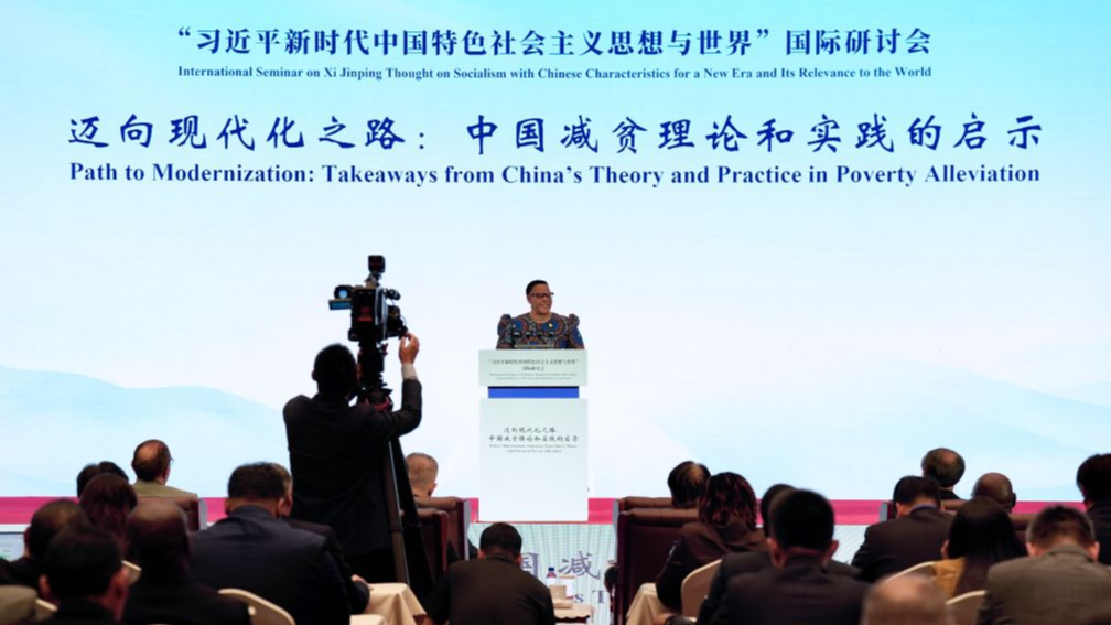 Mabel Chinomona, president of the Senate of Zimbabwe, speaks at the opening ceremony of the International Seminar on Xi Jinping Thought on Socialism with Chinese Characteristics for a New Era and Its Relevance to the World in Yinchuan, northwest China's Ningxia Hui Autonomous Region, July 9, 2026. /Xinhua