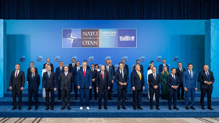 Leaders pose for a group photo at the 2026 North Atlantic Treaty Organization (NATO) summit in Ankara, Türkiye, July 8, 2026. /NATO