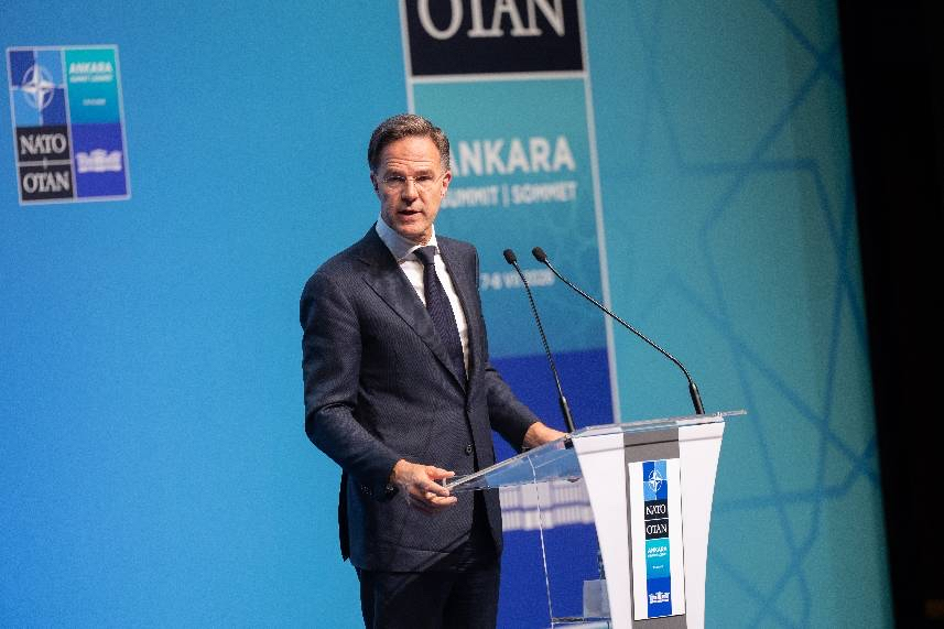 NATO Secretary General Mark Rutte speaks at a press conference after the summit concludes, Ankara, Türkiye, July 8. /NATO