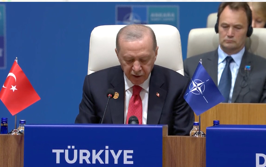 Turkish President Recep Tayyip Erdogan delivers a speech at the opening of the NATO leaders meeting in Ankara, Türkiye, July 8, 2026. /NATO
