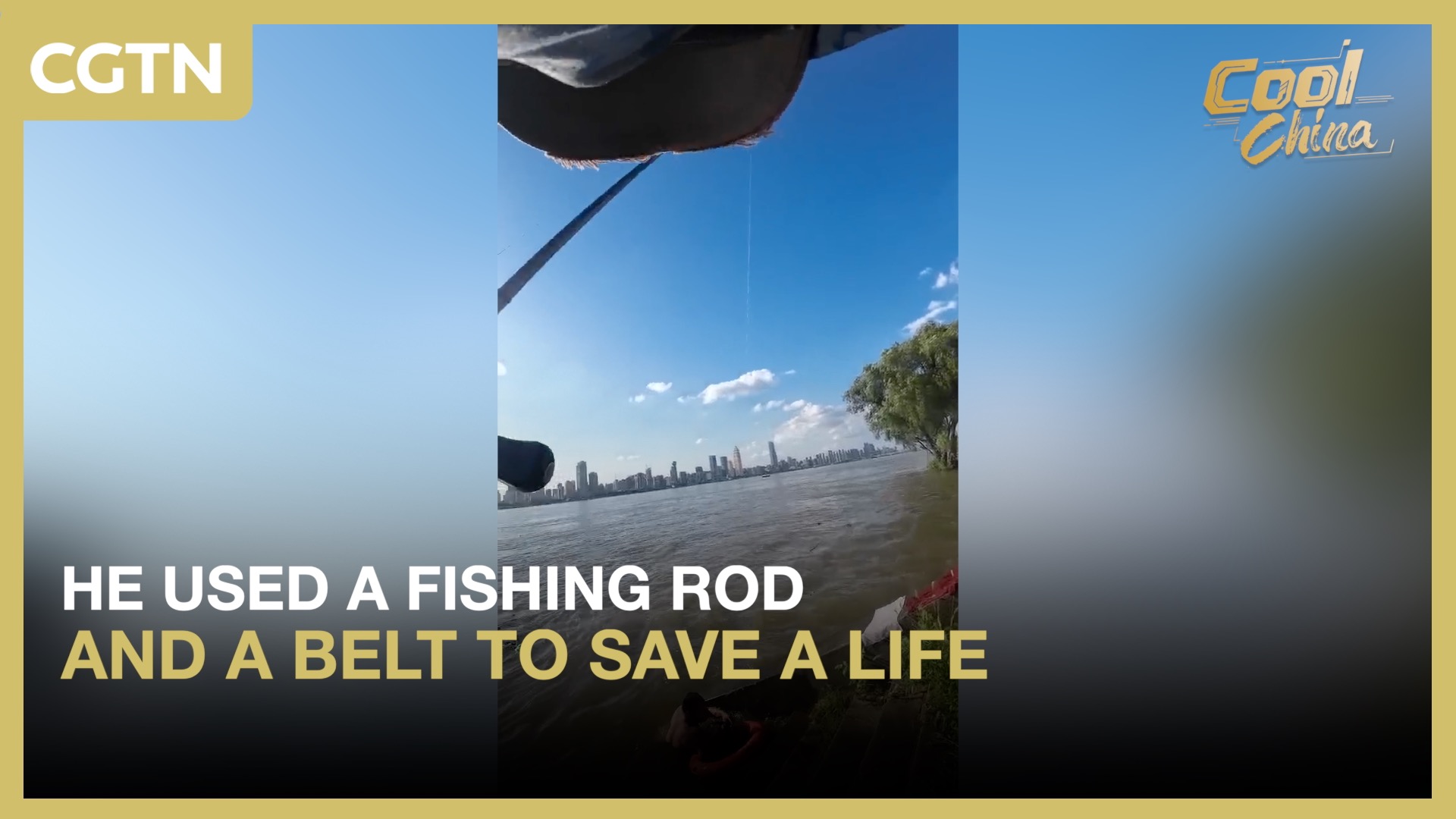 Man uses fishing rod and belt to save drowning stranger