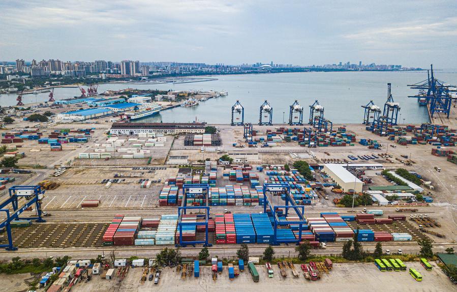 A container terminal at Haikou Port in Haikou, south China's Hainan Province, June 17, 2026. /Xinhua